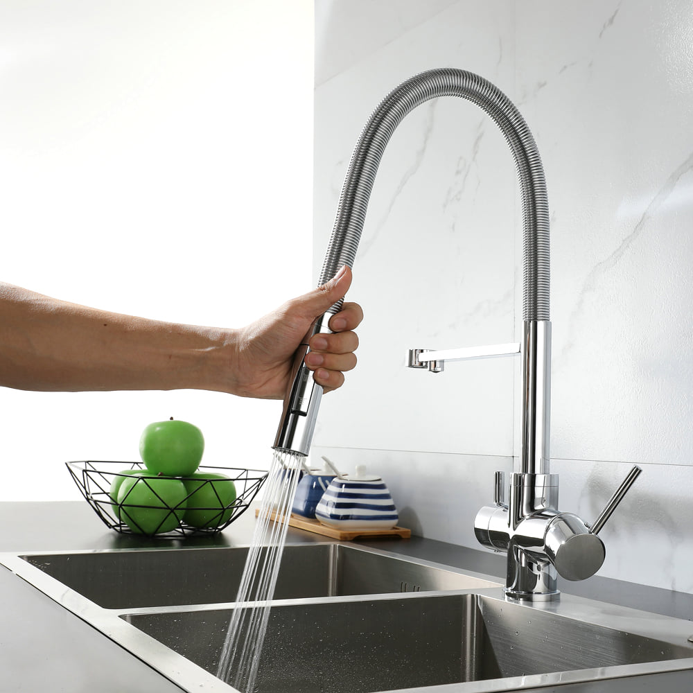 Rubinet me dush që tërhiqet– Krom Voden kuhinjska slavina sa tusem 1 Rubinet me dush që tërhiqet– Krom