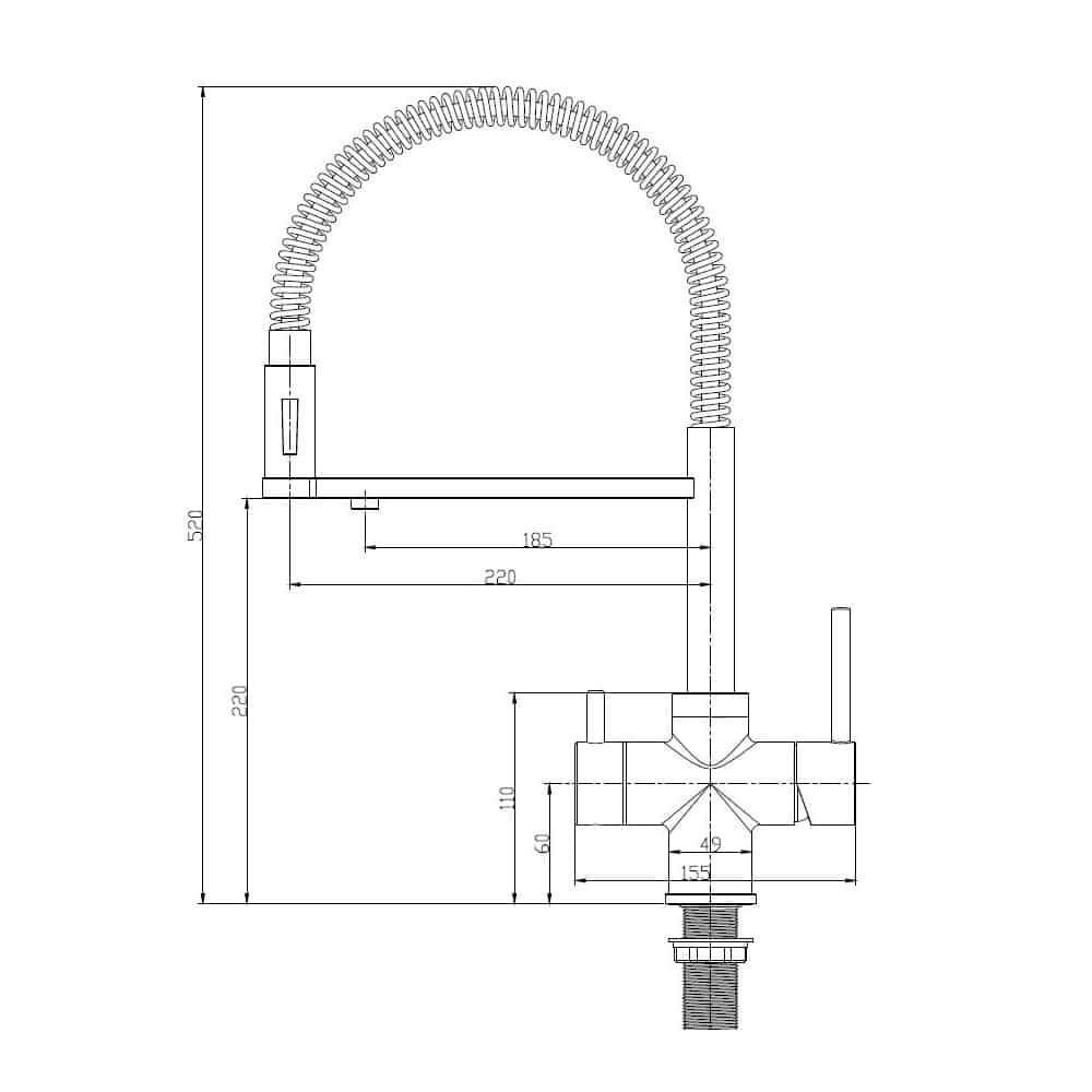 Rubinet me dush që tërhiqet– Krom cesma za vodu sa odvojivim tusem voden 1 Rubinet me dush që tërhiqet– Krom
